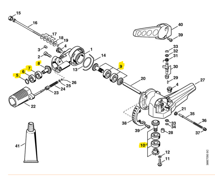 Jeu de pignon réducteur taille haies Stihl 4230-640-7305